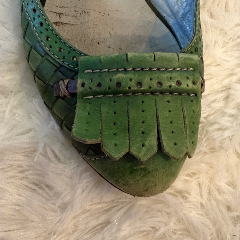 Bottega Veneta Green Leather Flats - Picture 4 of 5